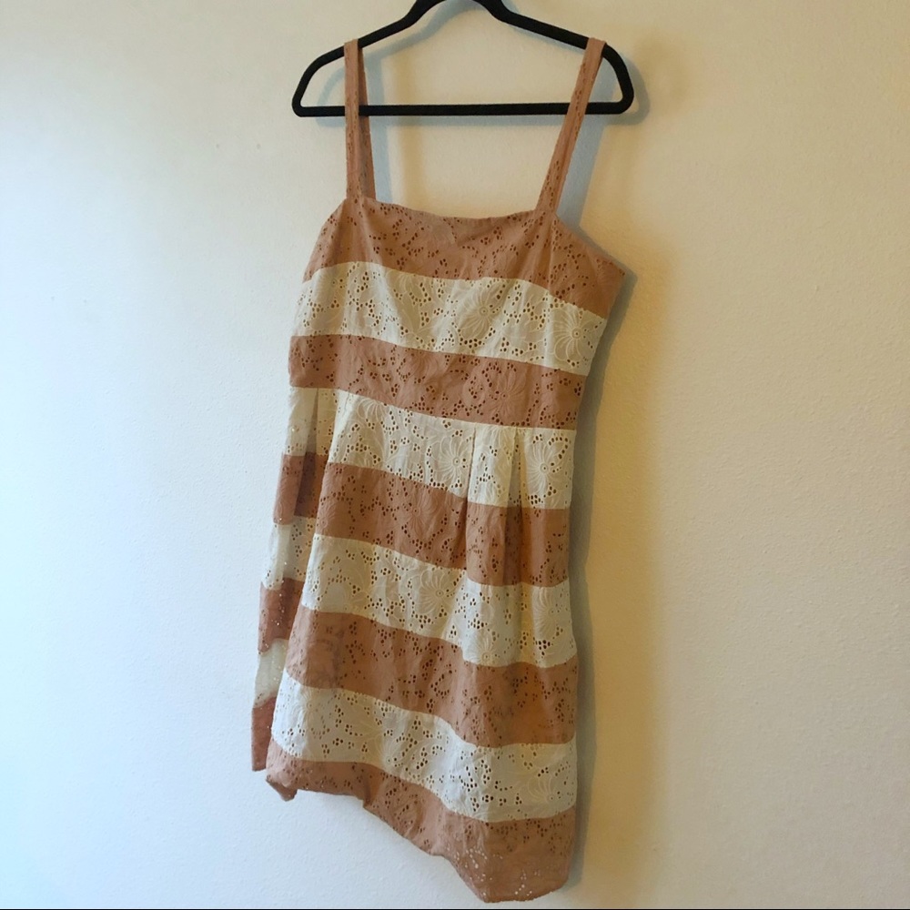 Loft | Pink and Lace Striped Dress - Picture 4 of 6